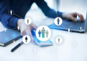 Human resource management, HR, recruitment, leadership and teambuilding. Business and technology concept.